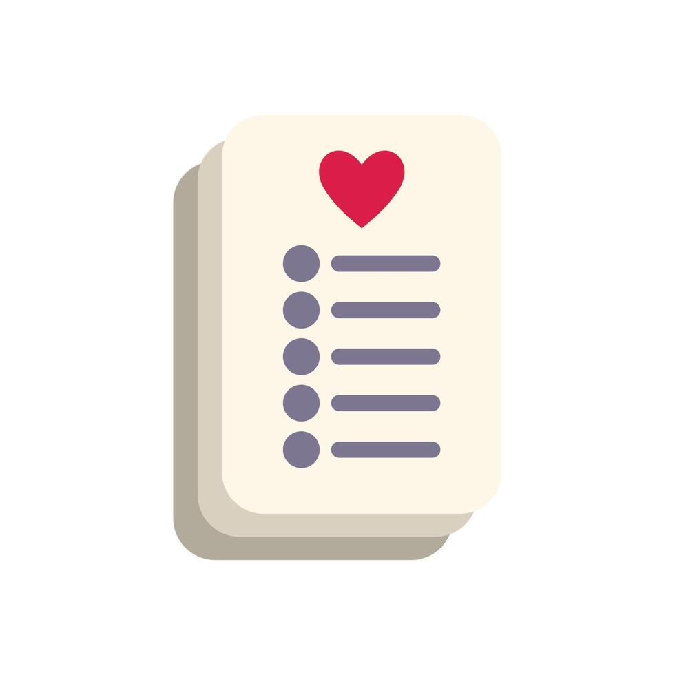 Romantic wish list with heart representing love and romance vector