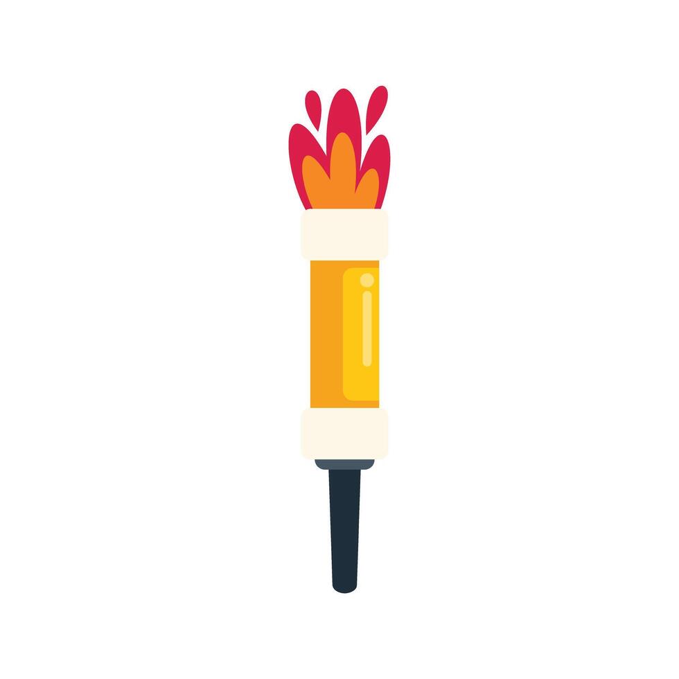 Burning torch emitting red and orange flames on white background vector