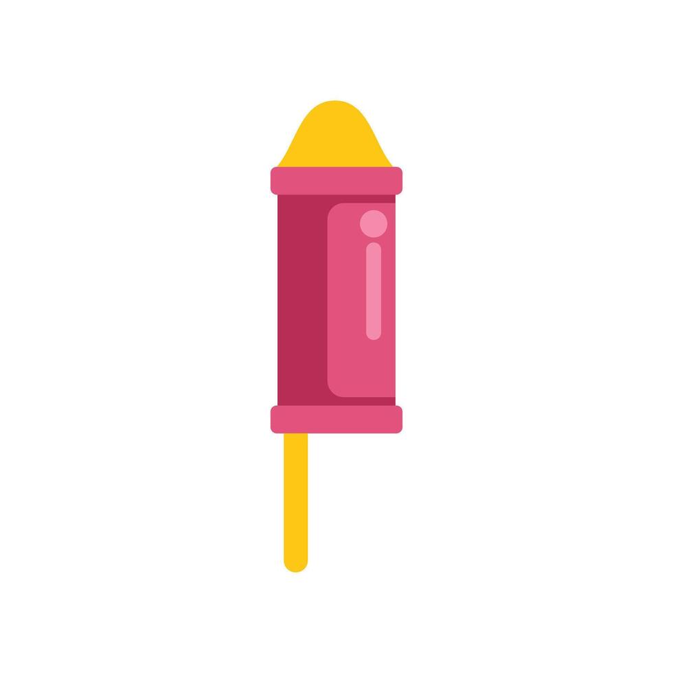 Pink firework rocket is exploding with yellow sparks vector