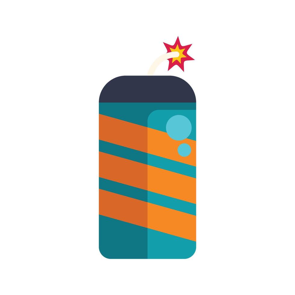 Firecracker with burning wick exploding with a bang vector