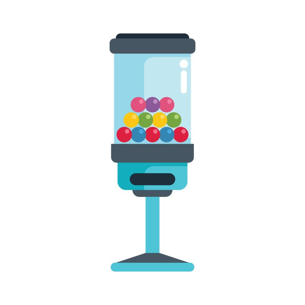 Colorful gumball vending machine dispensing candy and sweets vector