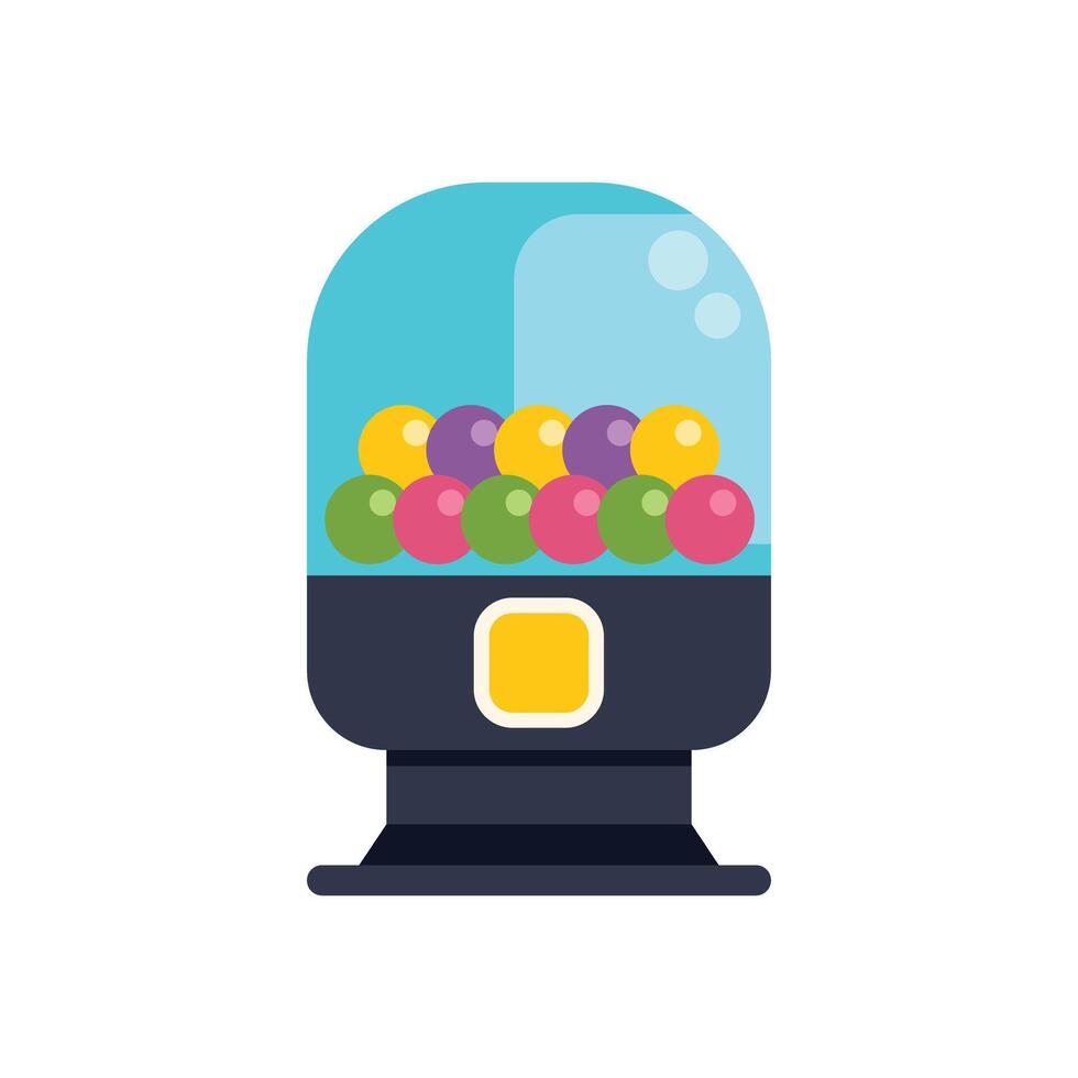 Gumball vending machine dispensing colorful candy and treats vector