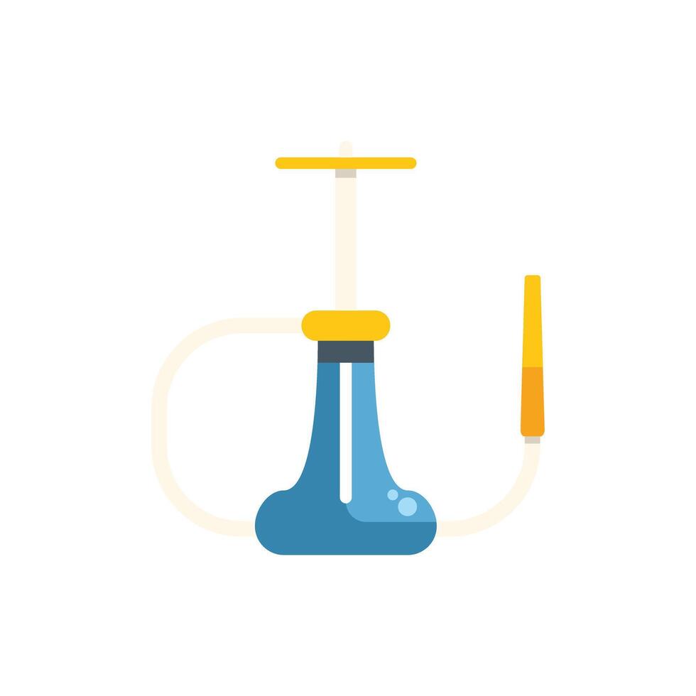 Blue hookah with yellow details standing on white background vector