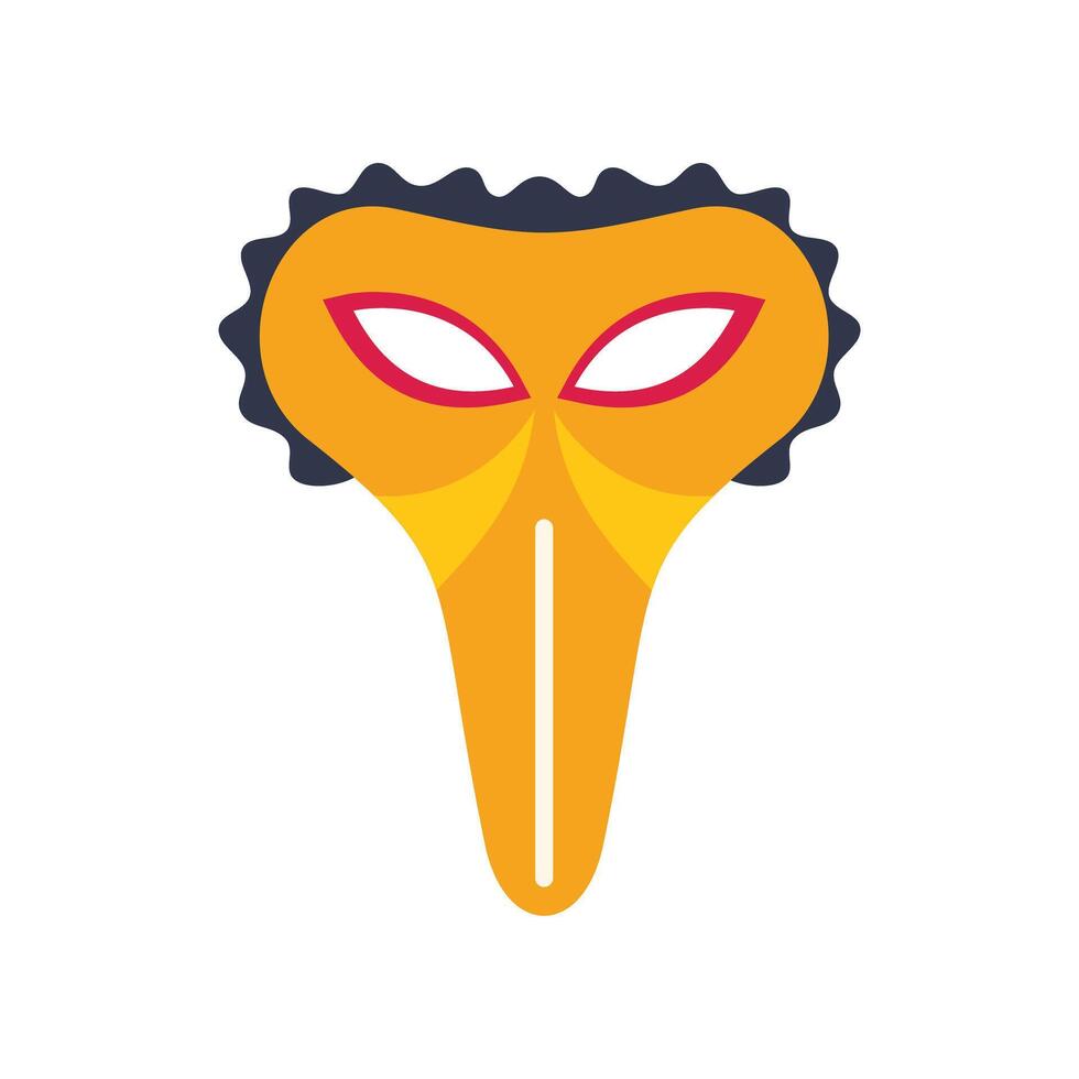 Yellow long nose mask with red eyes for carnival party vector