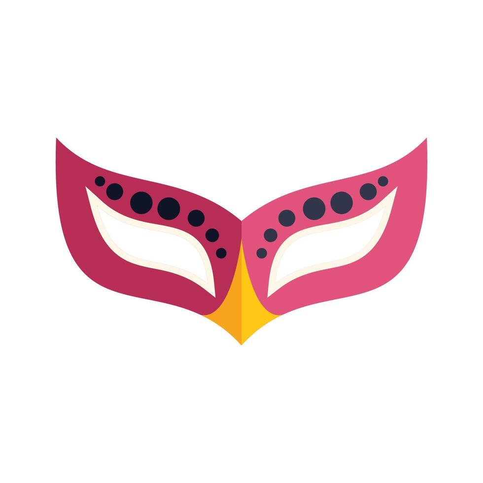 Pink carnival mask with dots and yellow nose bridge celebrating mardi gras vector