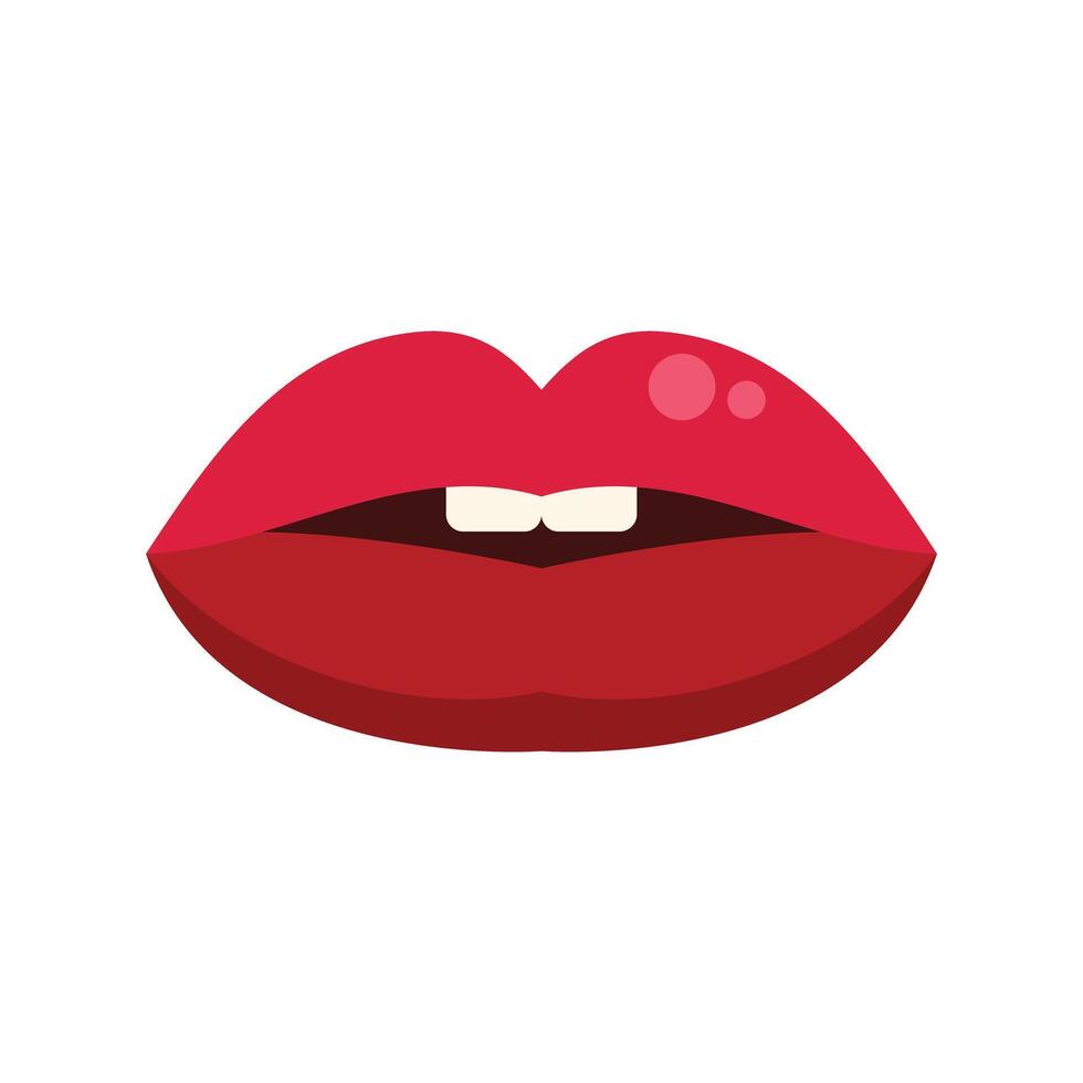 Red lips showing teeth biting down illustration vector