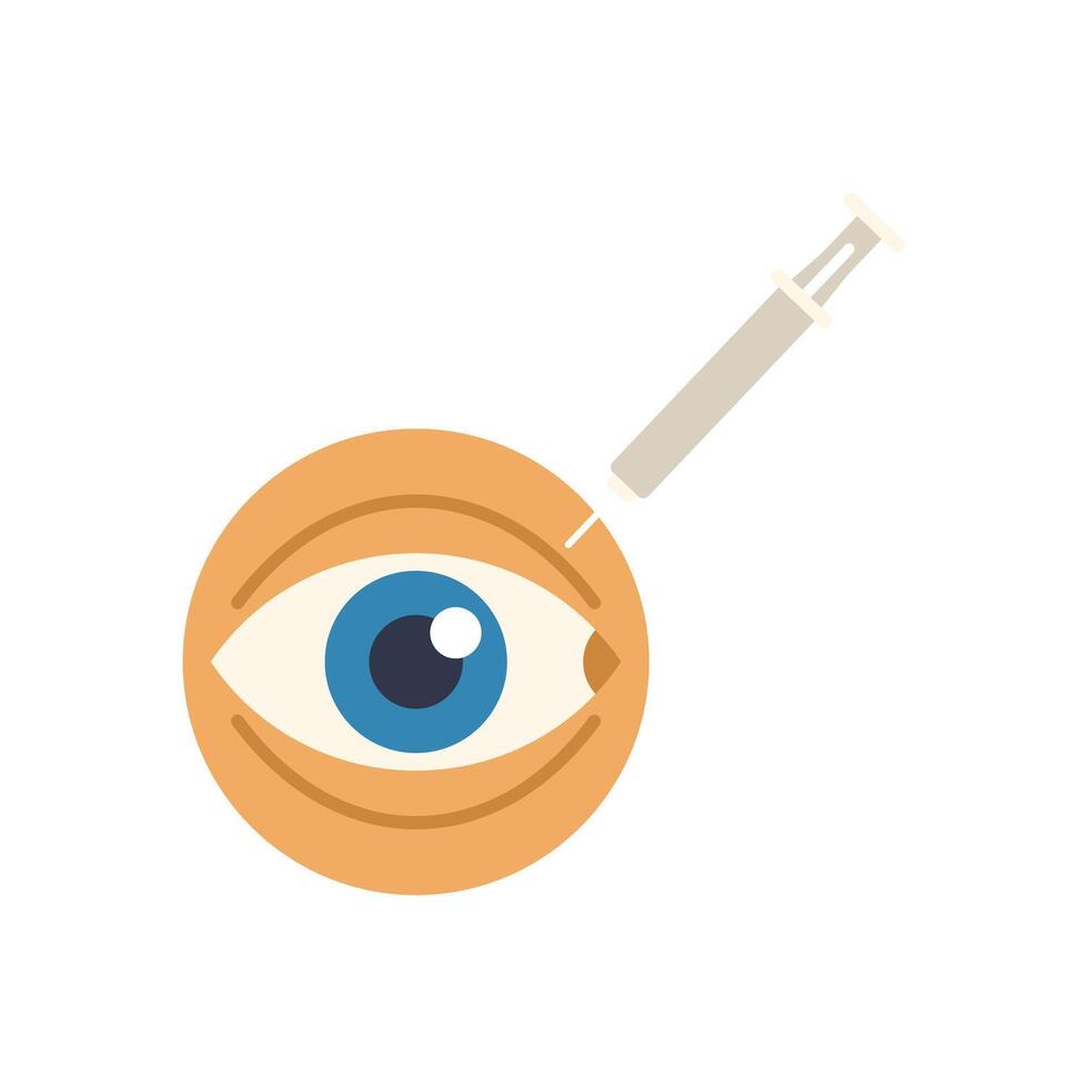 Syringe injecting medicine into human eyeball for vision correction vector