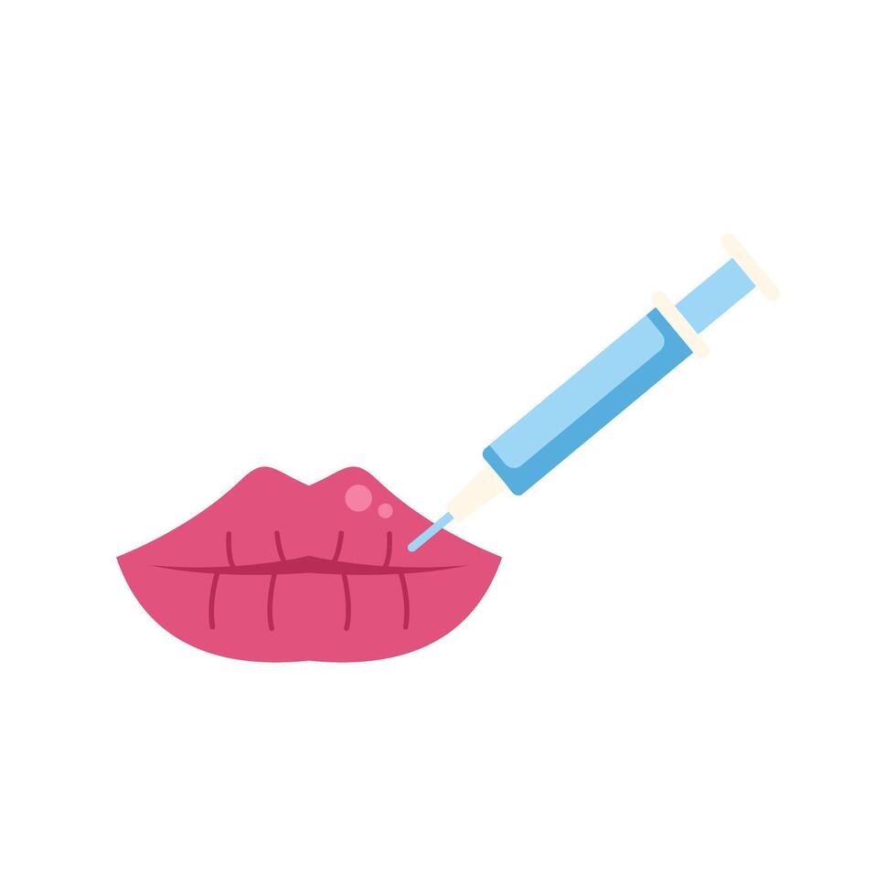 Doctor injecting hyaluronic acid into lips for augmentation vector