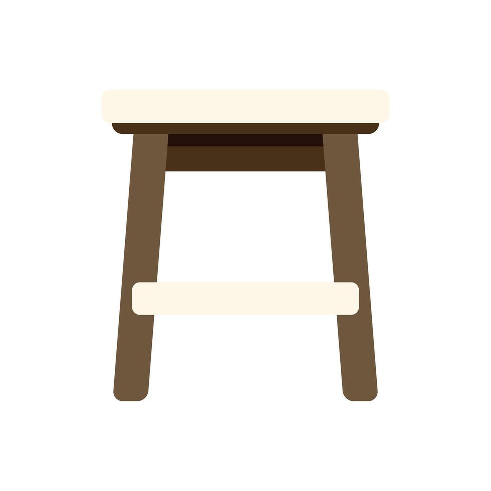 Wooden bar stool with backrest and footrest presenting minimalist design vector