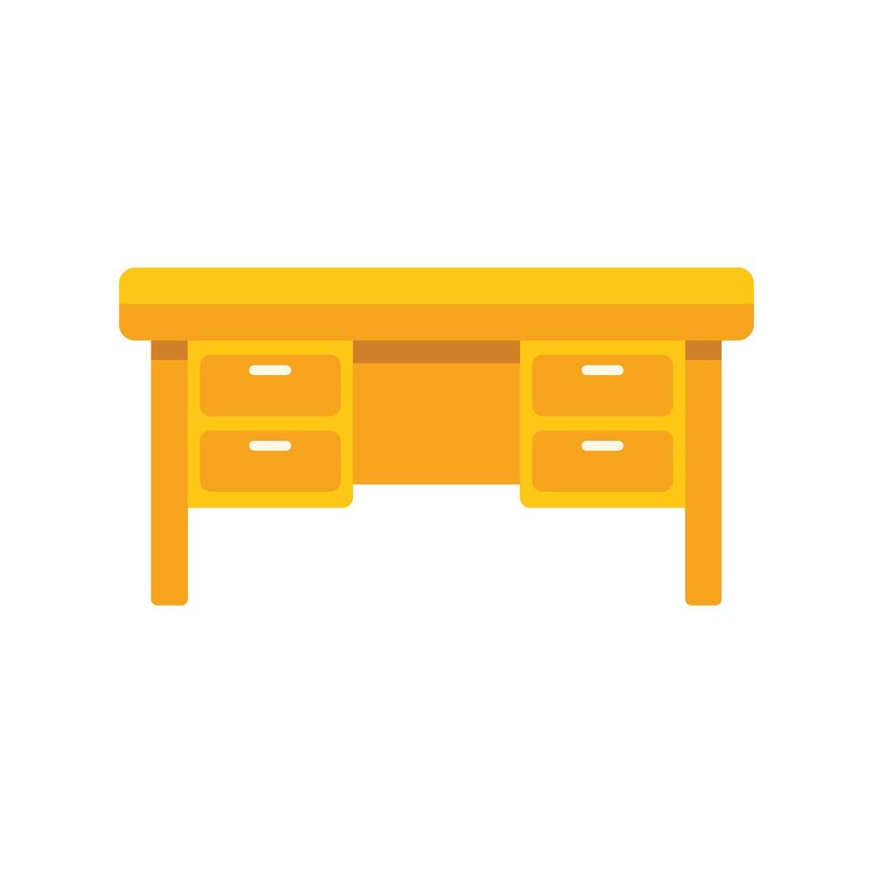 Yellow wooden desk with drawers isolated on white background vector