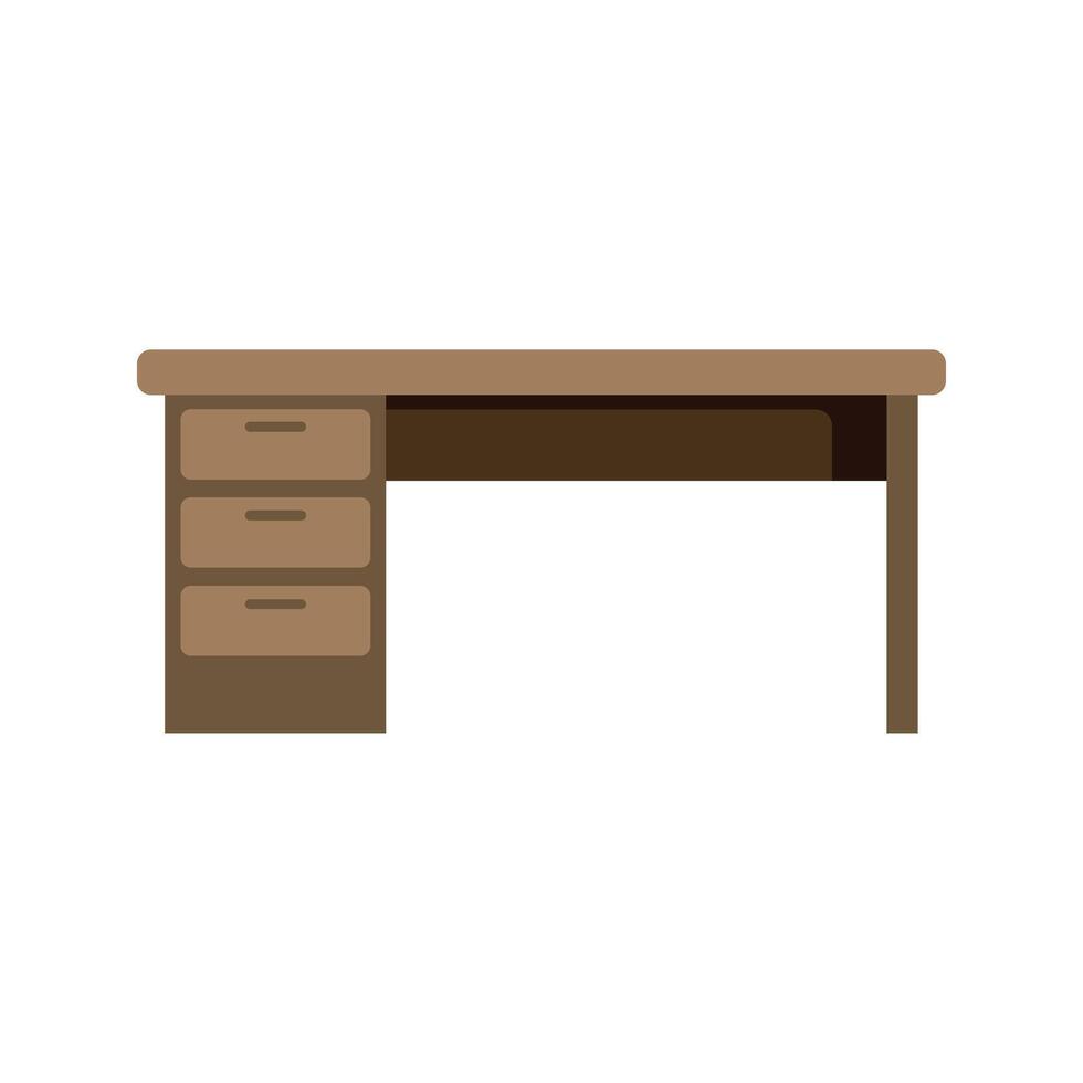 Wooden office desk with drawers providing workspace vector