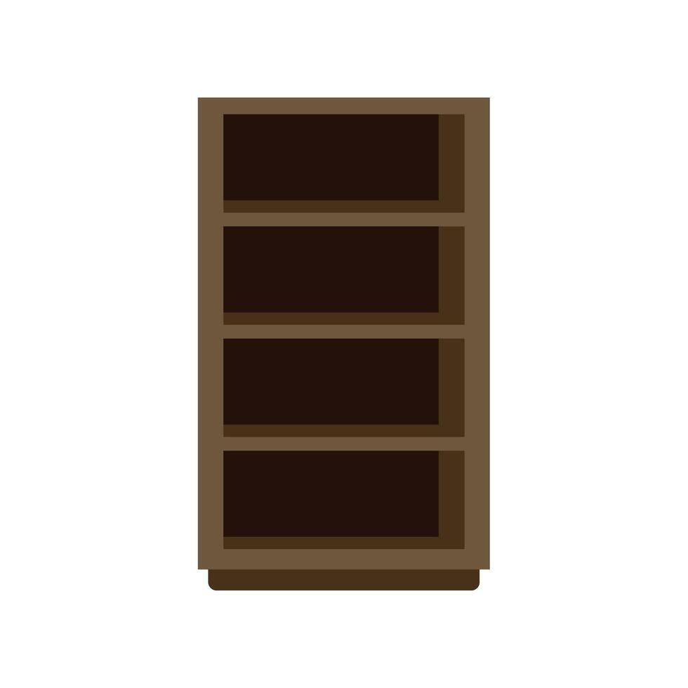 Empty wooden bookcase standing isolated on white background vector