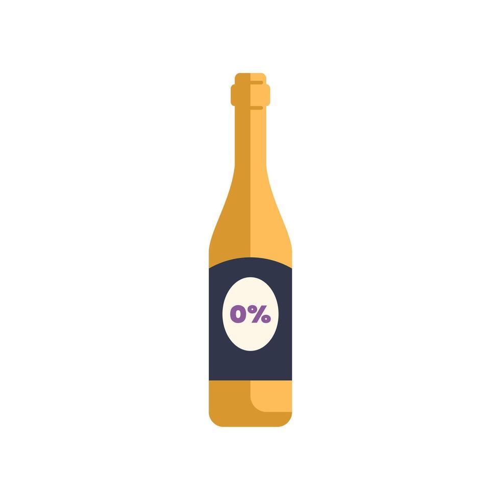 Non alcoholic sparkling wine bottle with zero percent alcohol content vector