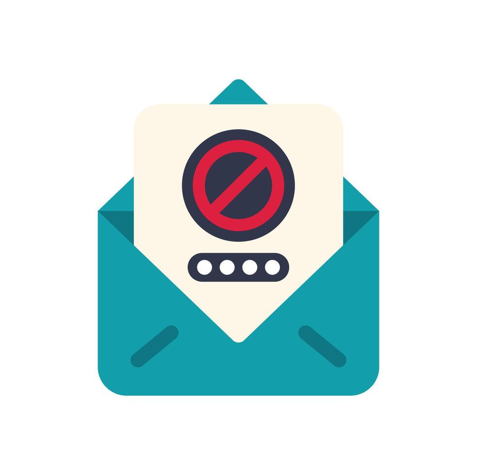 Envelope containing password security warning with stop sign vector