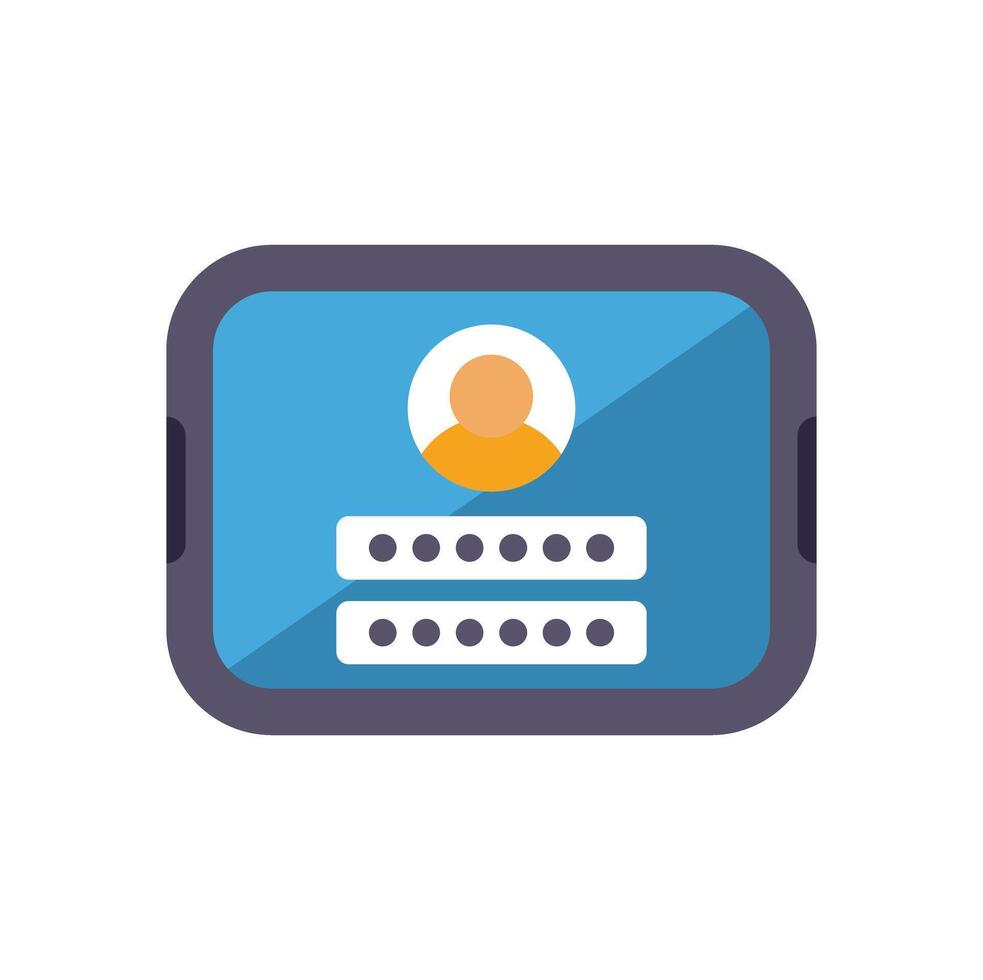 Mobile phone displaying user profile with password login screen vector