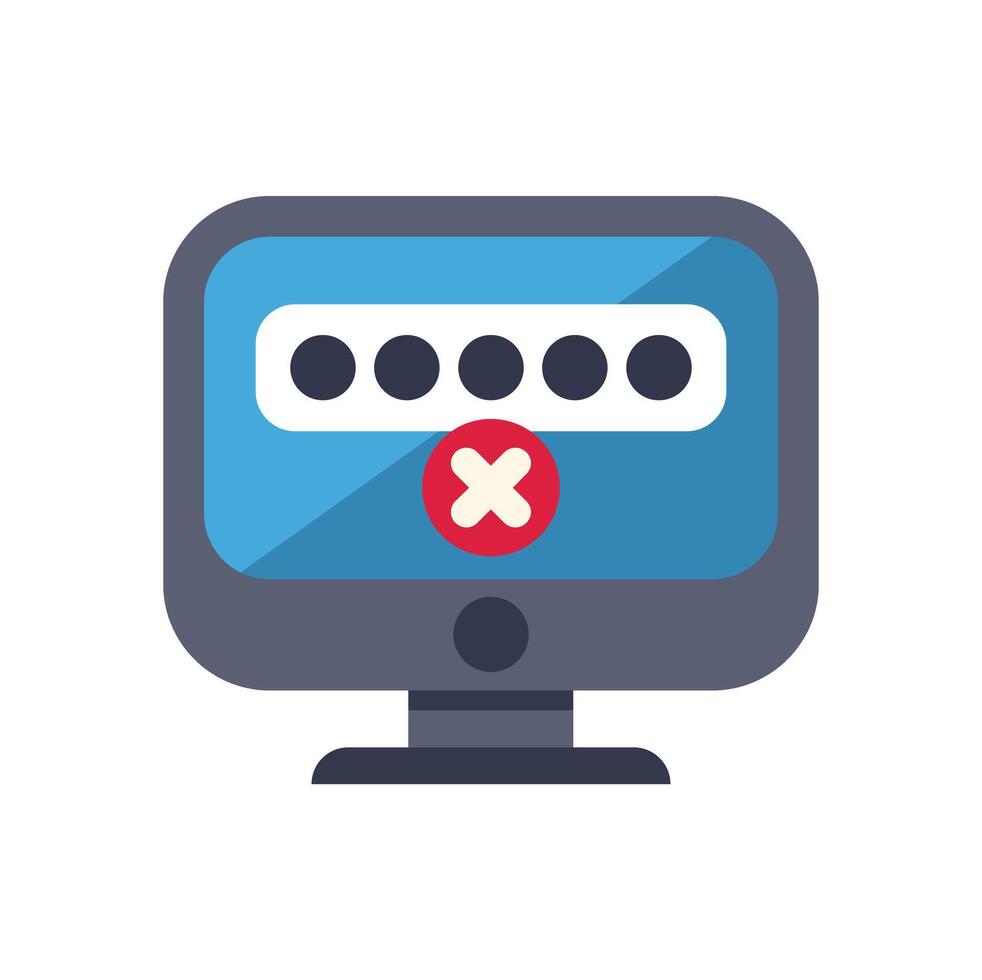Computer screen displaying wrong password input attempt vector