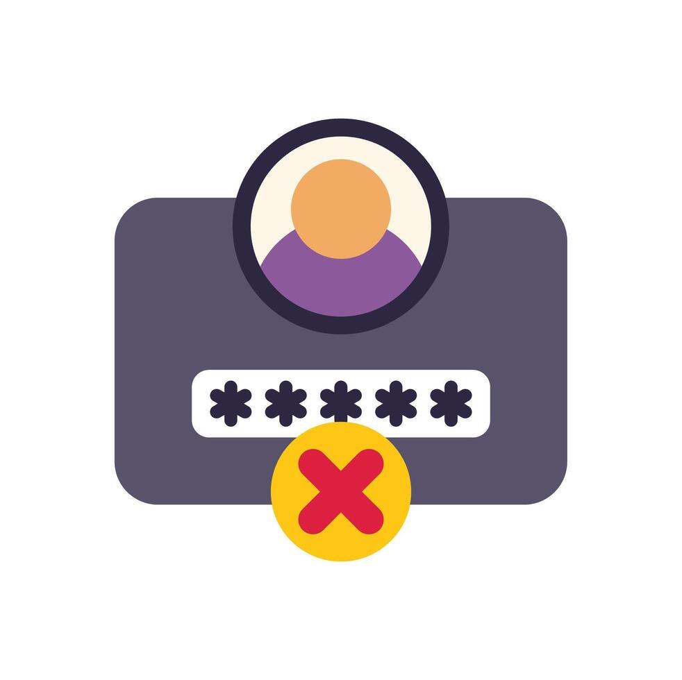 User account getting blocked showing login denied with a cross mark vector