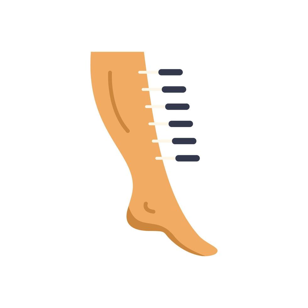 Acupuncturist placing needles in patient leg for treatment vector