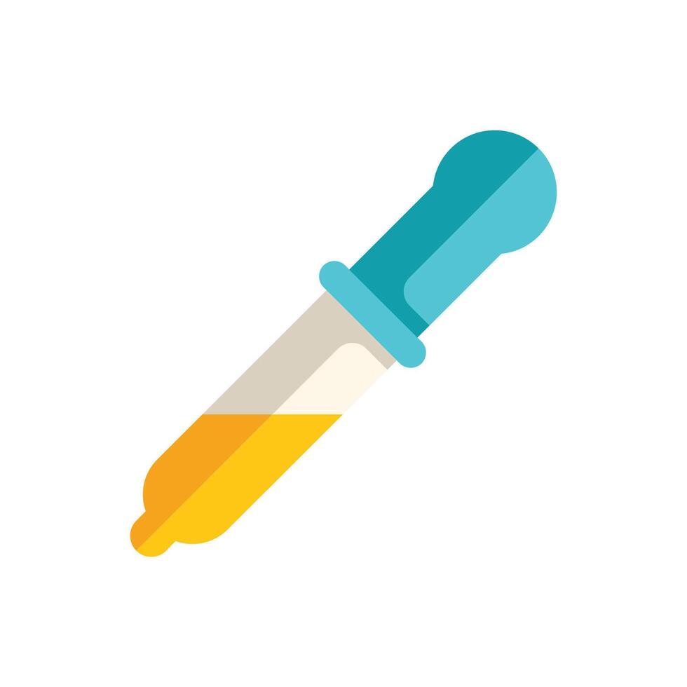 Blue dropper holding yellow liquid for scientific experiment vector