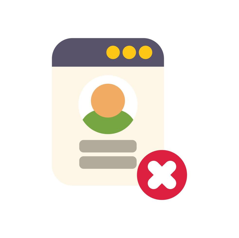 User account being deleted from website interface vector