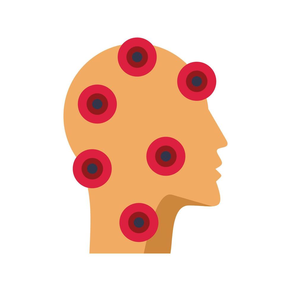 Human head showing acupuncture points being activated vector