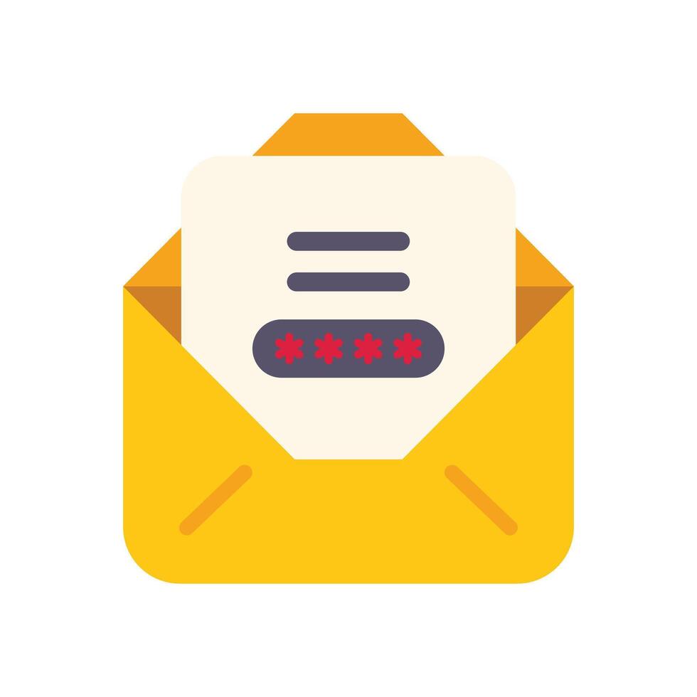 Yellow envelope containing password protected document for email marketing campaign vector