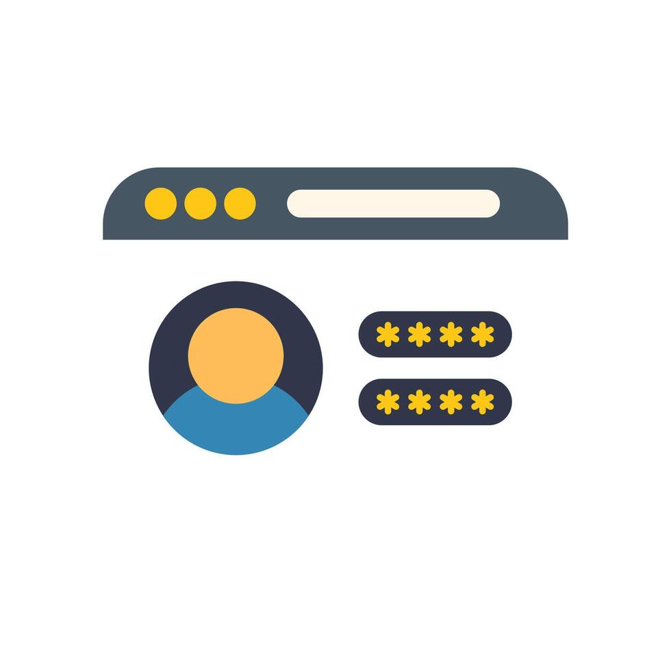User entering password secure login page form with avatar icon vector