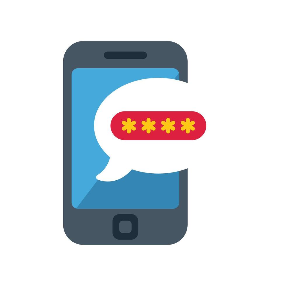 Smartphone showing password protected notification on screen vector