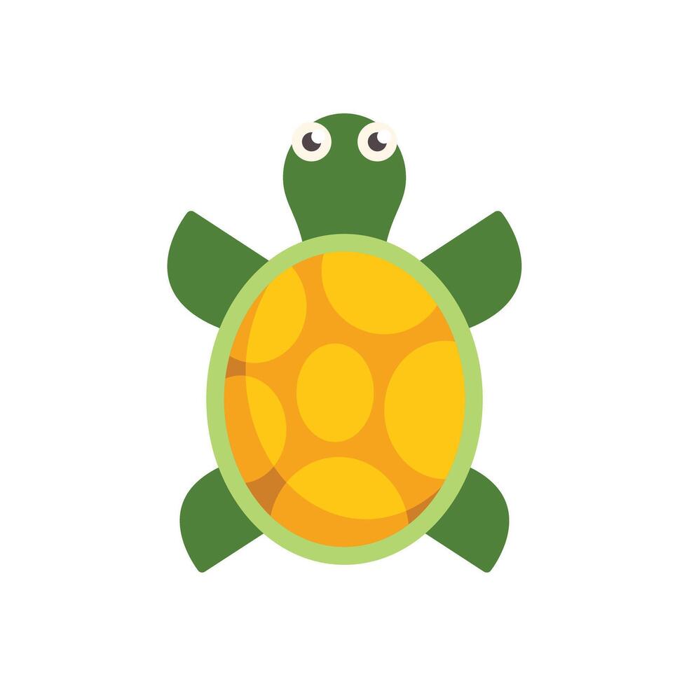 Green and yellow tortoise smiling and looking forward vector