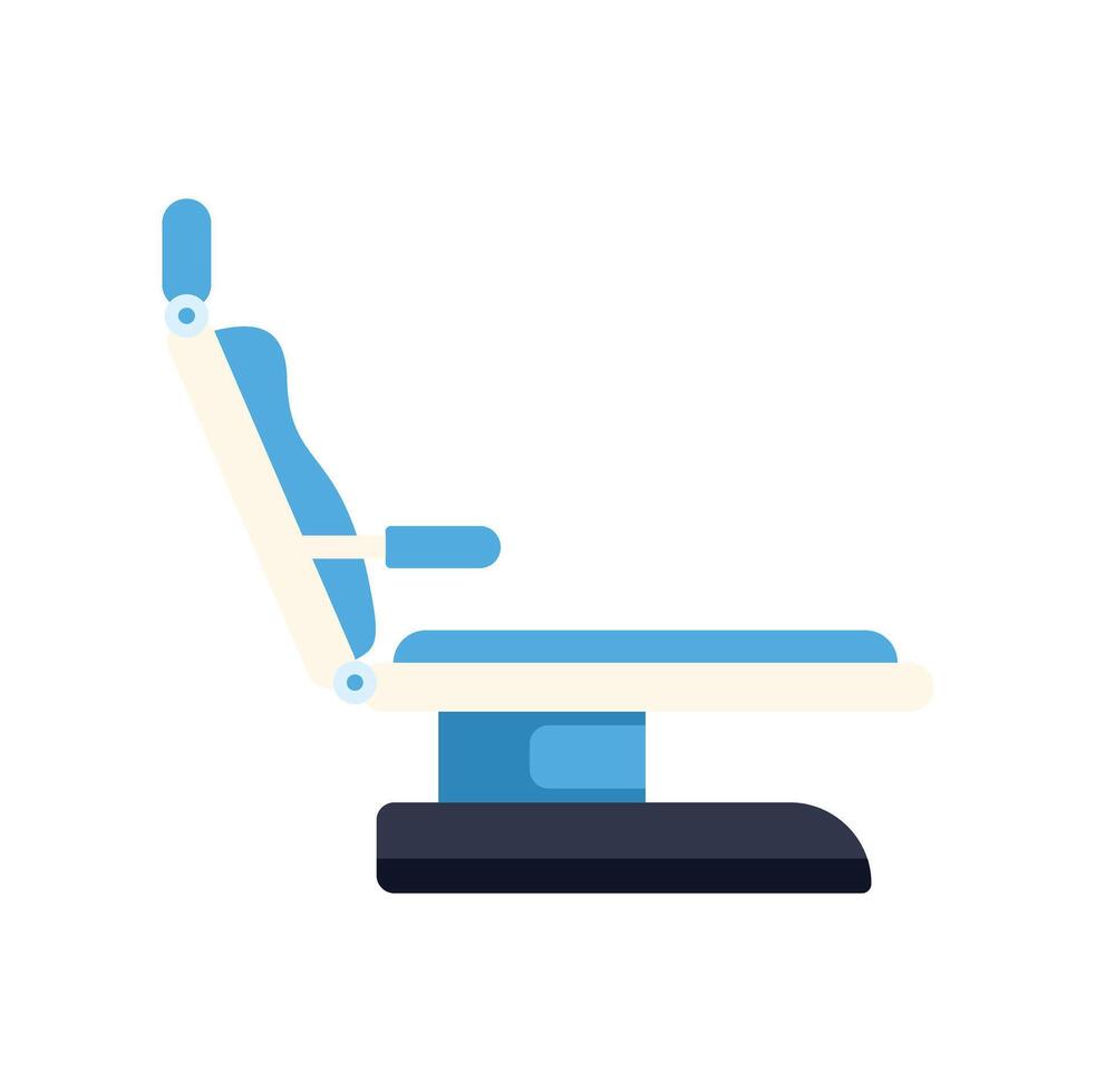 Modern blue dentist chair reclining backwards isolated vector