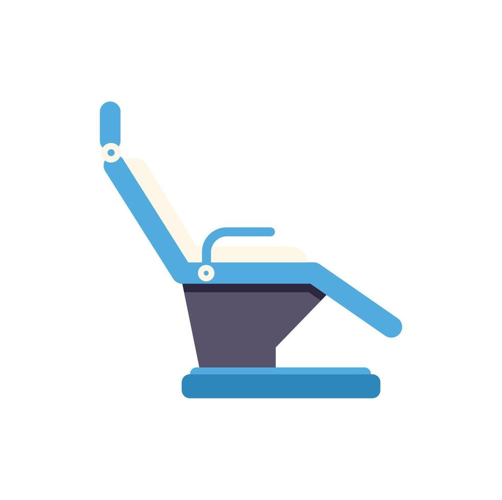 Modern empty dentist chair reclining for patient comfort vector