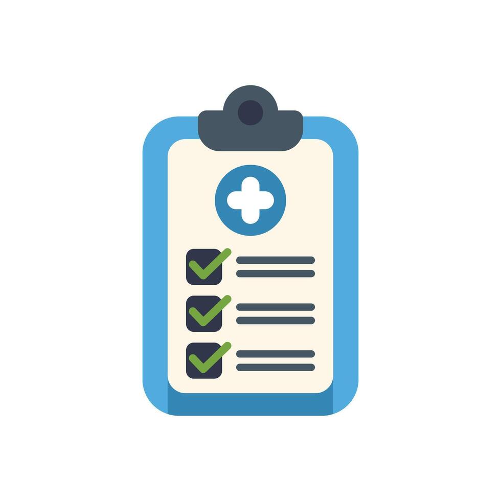 Clipboard showing medical test results with check marks and cross symbol vector