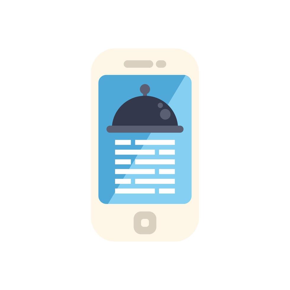 Restaurant cloche on smartphone screen representing online food delivery service vector