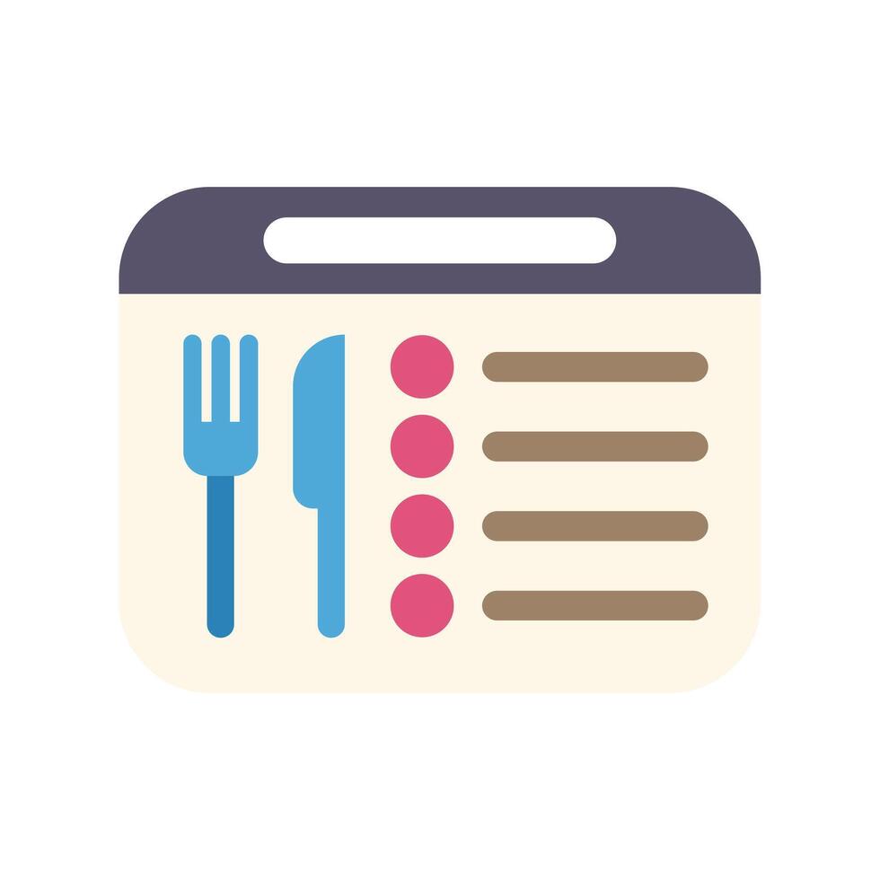 Online menu for ordering food with fork and knife icon vector