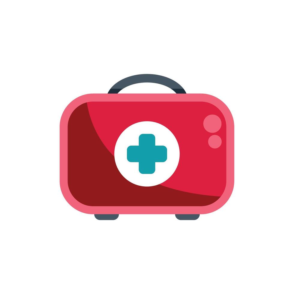 Red first aid kit closed showing medical cross symbol vector