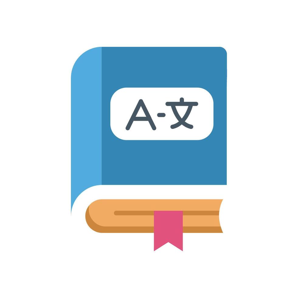 Blue dictionary translating from english to chinese language vector