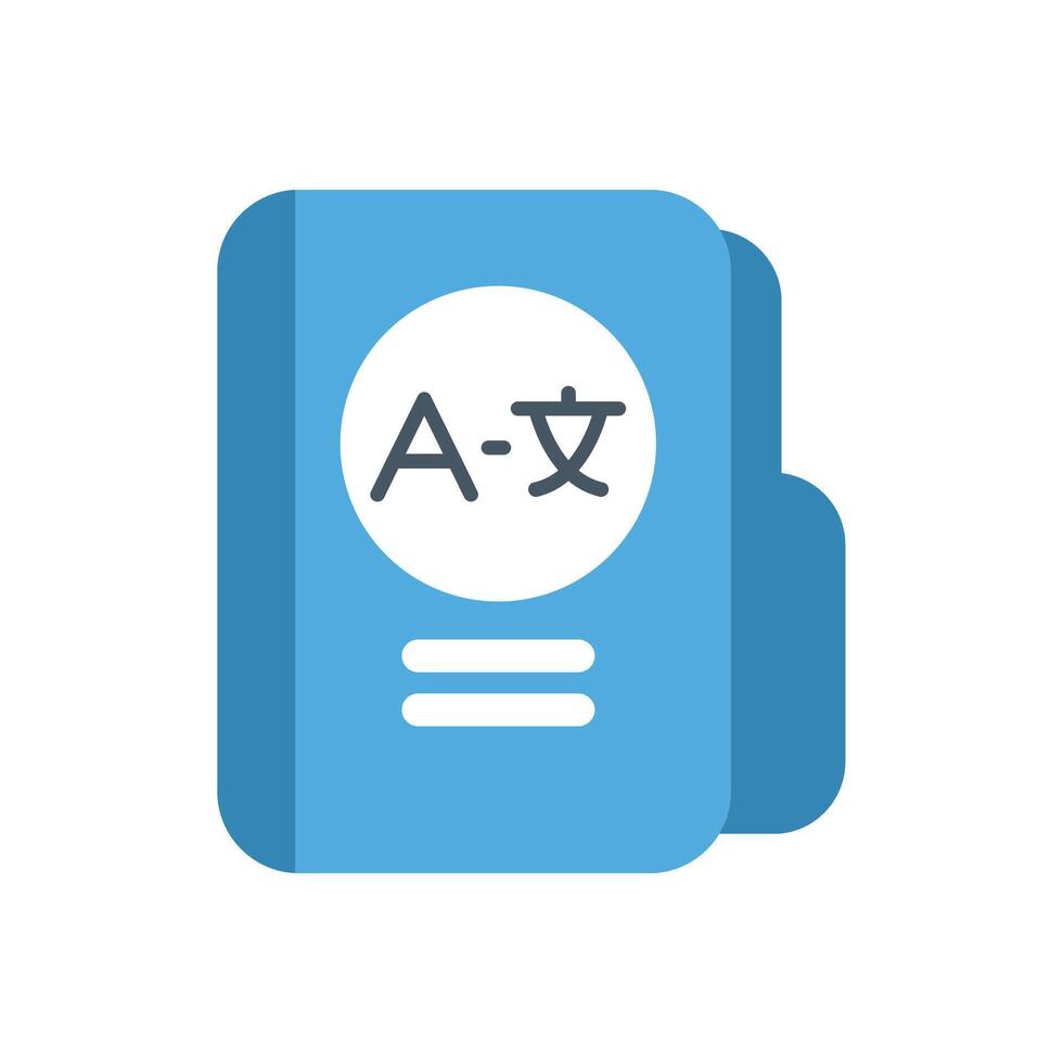 Blue dictionary icon representing language translation services vector
