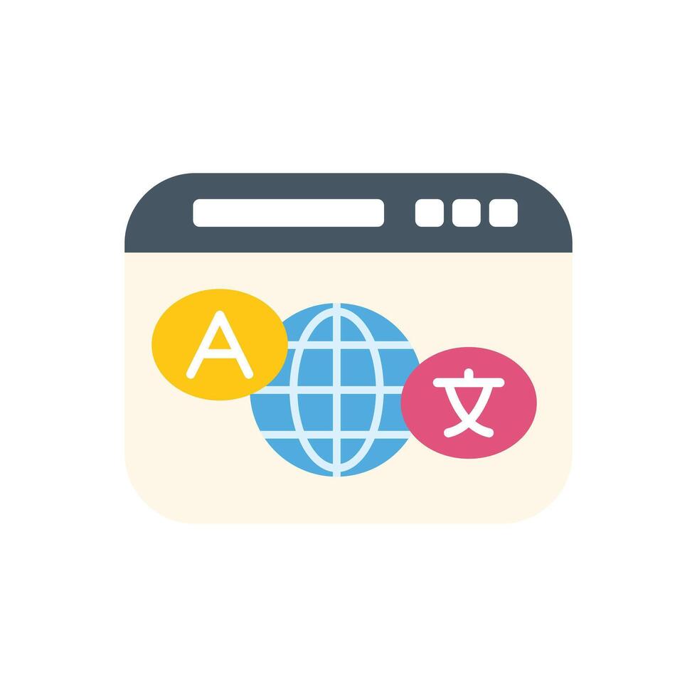 Website showing concept of online language translator with globe icon vector