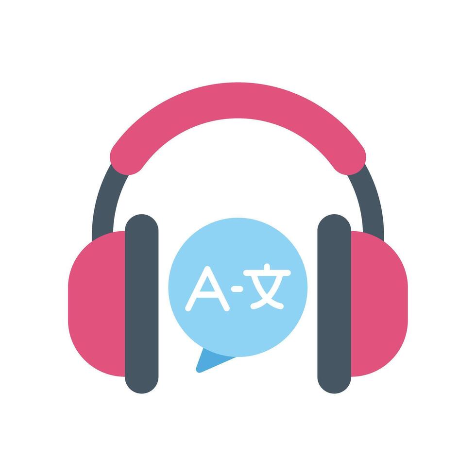 Headphones representing language learning and translation concept vector
