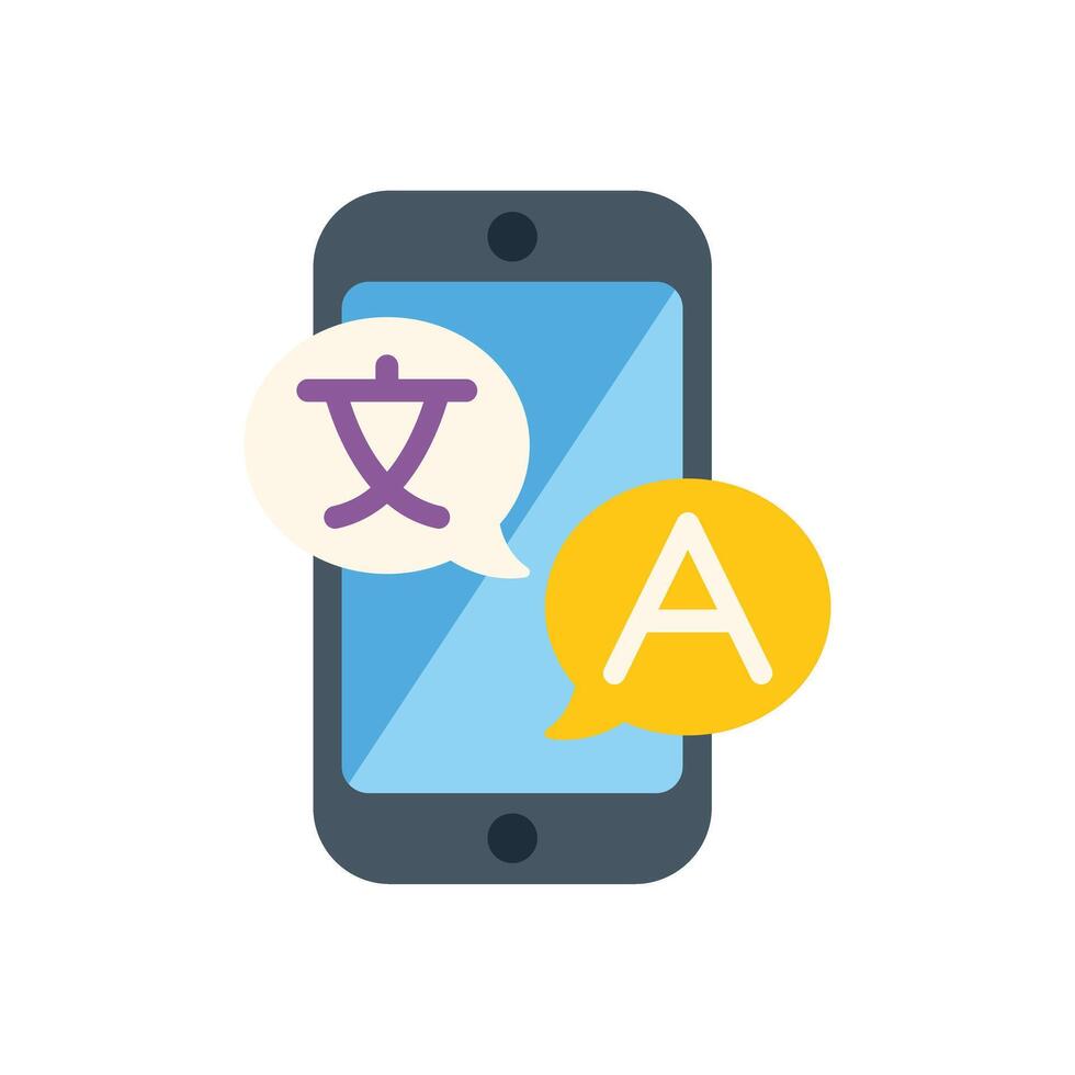 Smartphone translating from chinese to english using mobile app vector