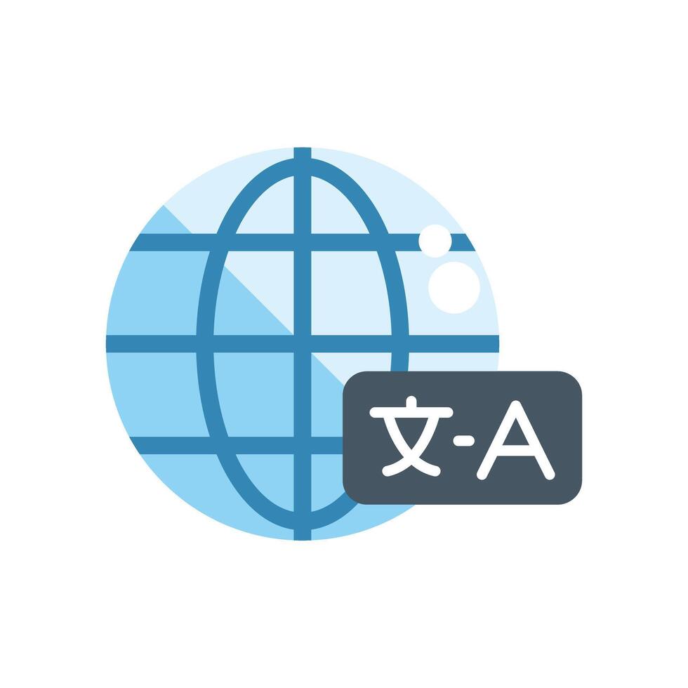 Global communication icon showing translating and different languages vector