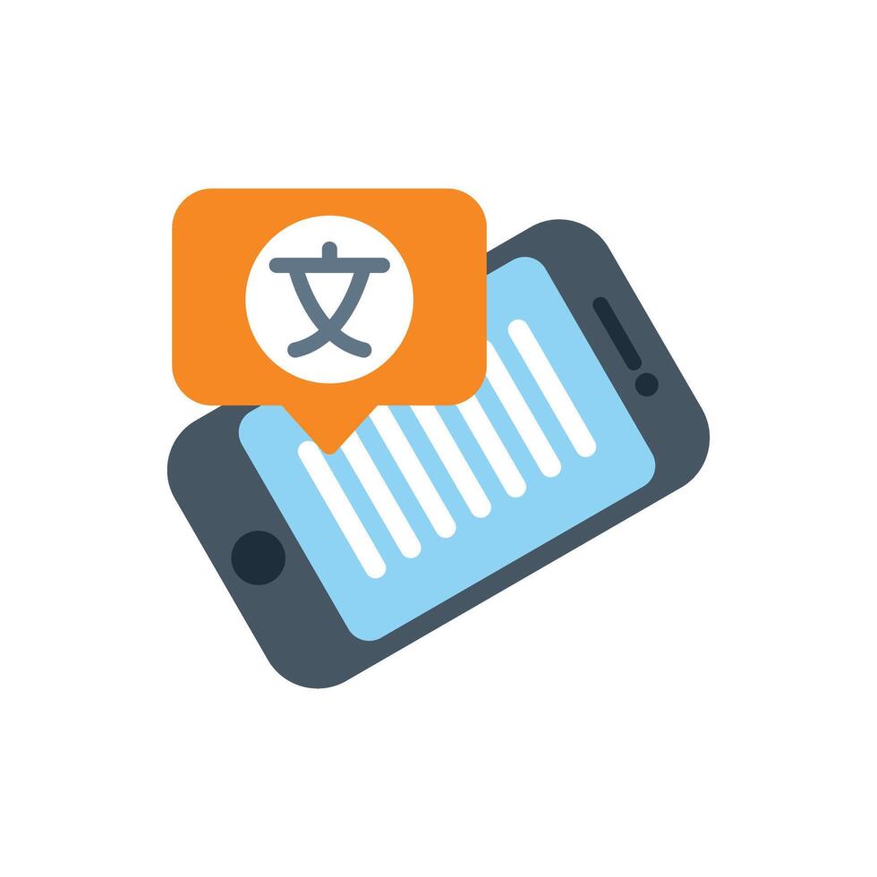 Smartphone displaying language settings icon for translation app vector