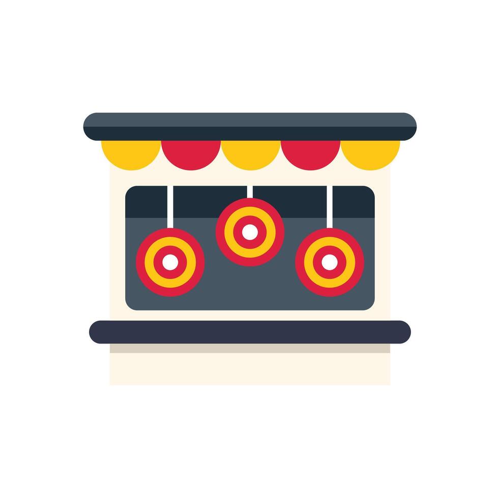 Shooting range booth with hanging targets at amusement park vector