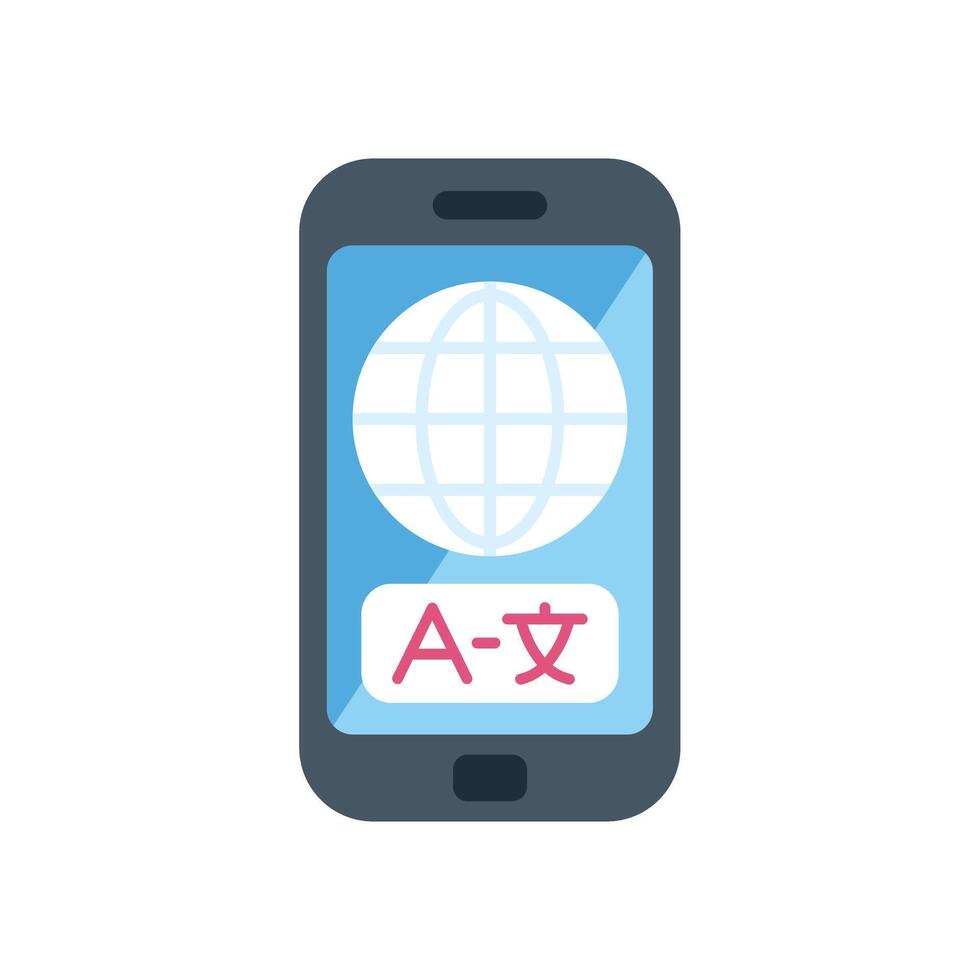 Smartphone displaying online language translator interface with globe icon vector