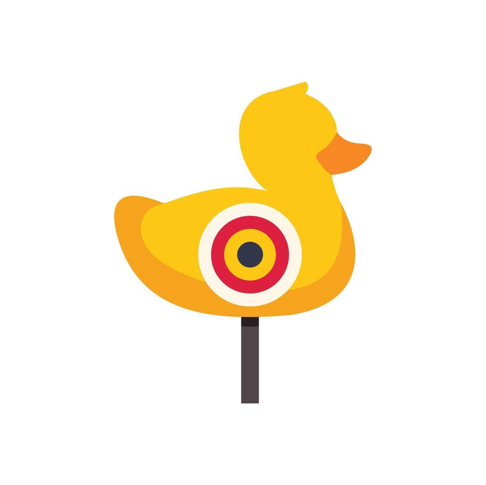 Yellow rubber duck toy with target representing easy goal concept vector