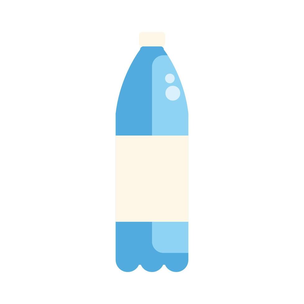 Blue plastic water bottle with blank label mockup vector
