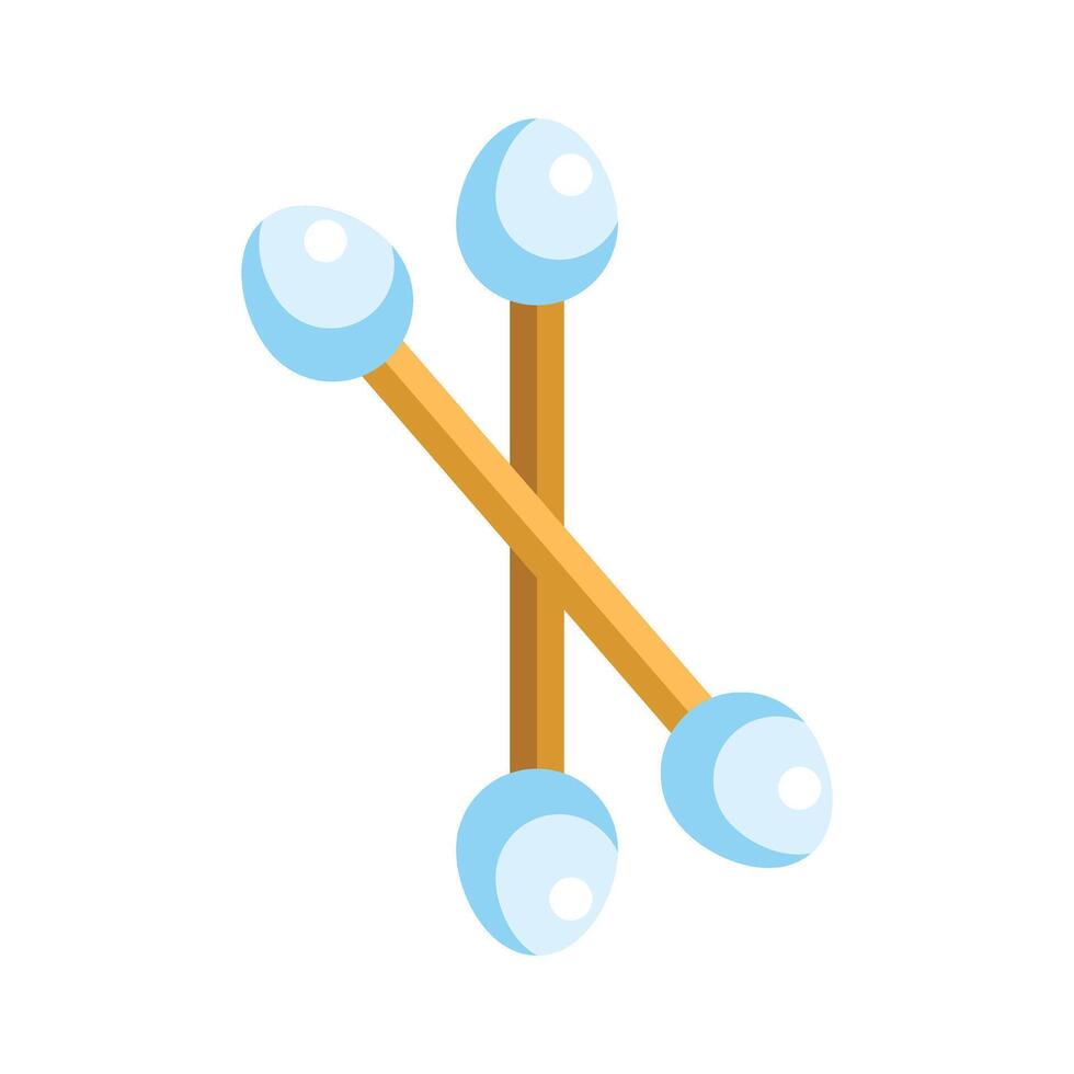 Three cotton swabs for ear cleaning lying in an x shape vector