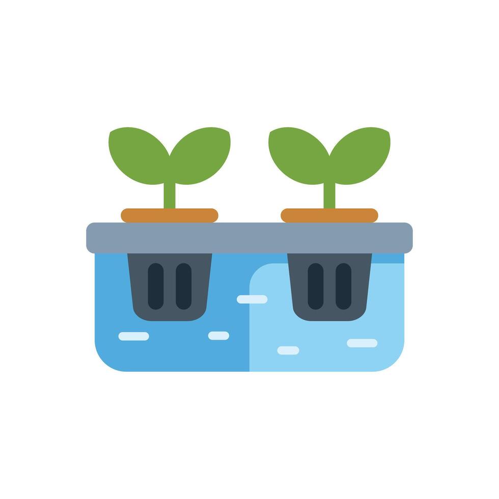Hydroponic system growing plants using mineral nutrient solutions in water without soil vector