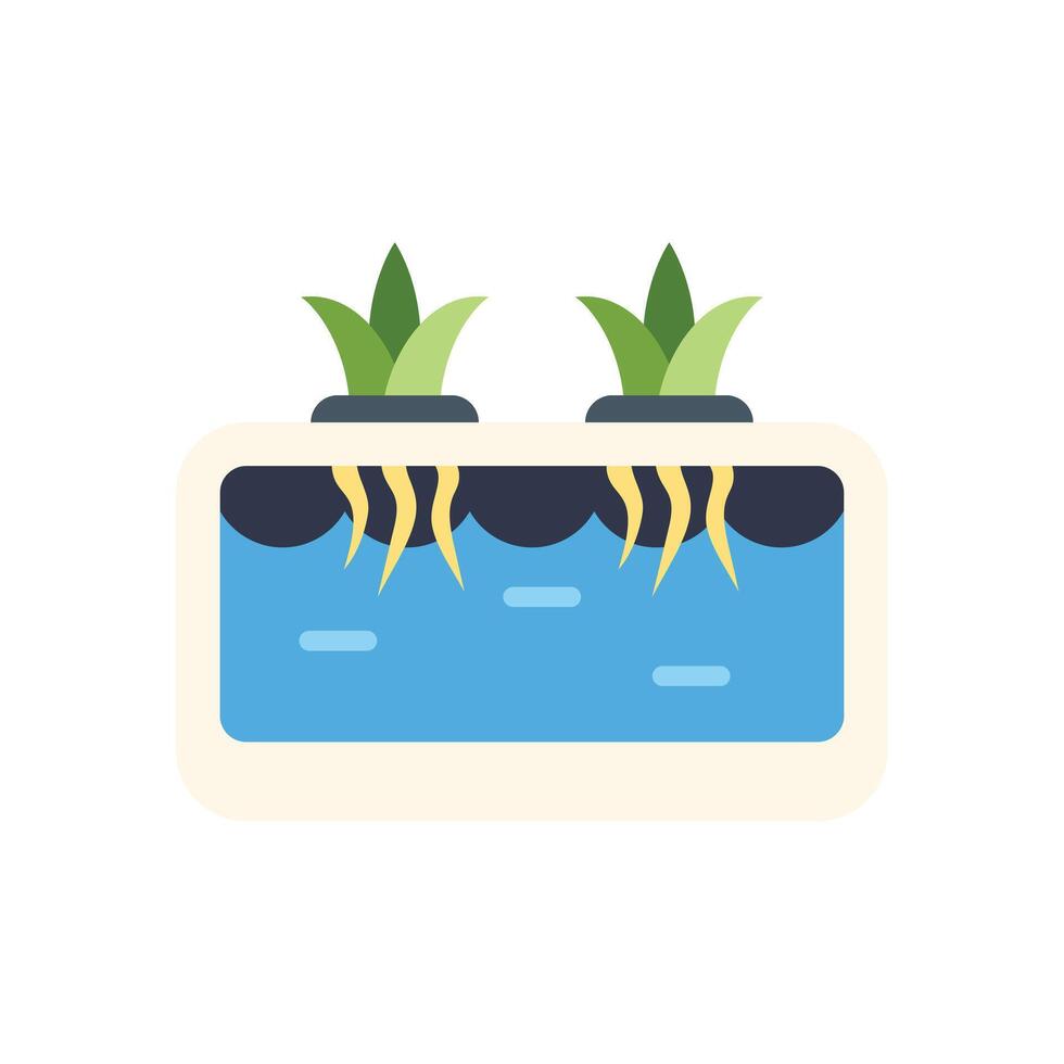 Hydroponic method showing water plants growing without soil flat illustration vector