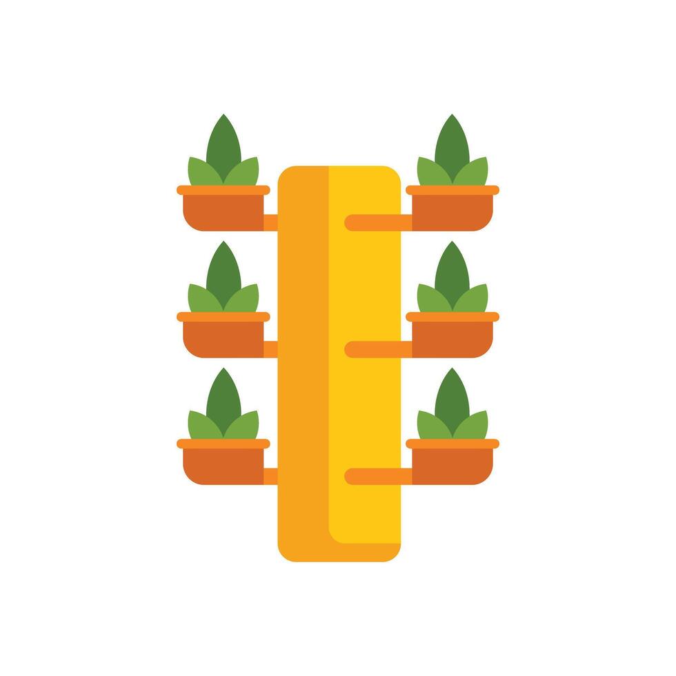 Vertical garden system growing plants in pots on white background vector